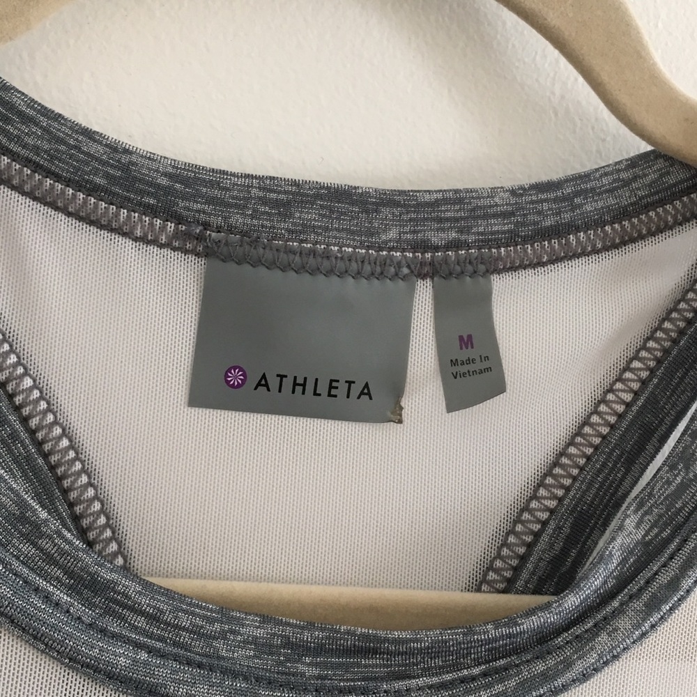 Athleta Utopia Mesh Cutout Halter Gray Tank - Picture 4 of 6